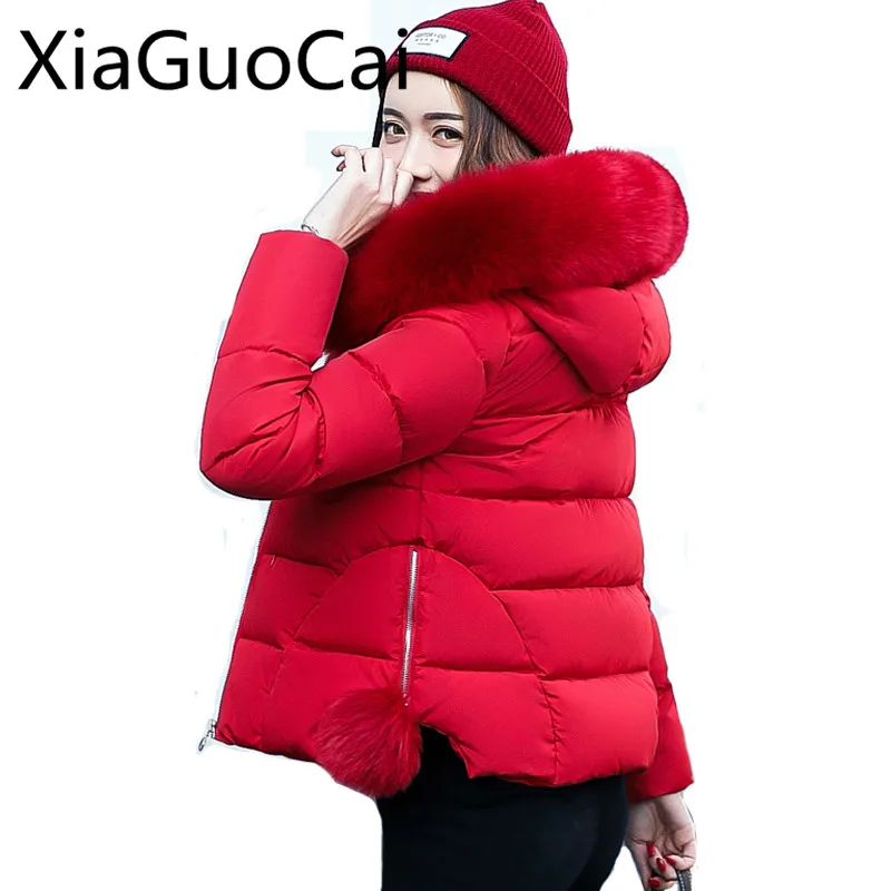 Brand Name Fur Women Coats Red Warm Waterproof Female Jackets Slim Short Thick Coats for Womens Z520 35