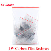 500pcs/300pcs 1W Carbon Film Resistors 0.1 Ohm to 750 ohm or 1K to 2M 5% Assorted Kit Resistance 30 Values*10pcs