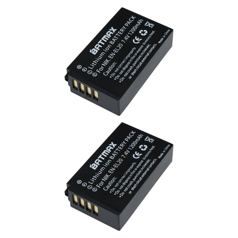 2Pcs 1200mAh EN-EL20 EN EL20 ENEL20 Rechargeable Li-Ion Battery + Charger for Nikon 1 J1 J2 J3 S1 Camera Drop shipping z1