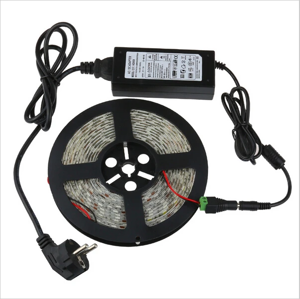 

5m 300LED IP65 waterproof 12V SMD 5050 white/warm white/red/green/blue/yellow LED strip,60LED/ m with 12V 6A led adapter