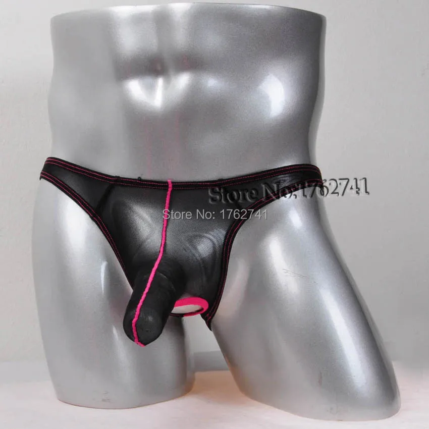 Men's Long Bulge Pouch Thin & Stretch Briefs Underwear Comfy Balls Hole Briefs