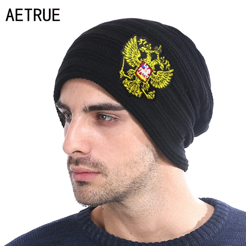 Winter Knitted Hat Russian Emblem Skullies Beanies Winter Hats For Men Women Brand Caps Warm Baggy Gorras Bonnet Cap Hat 2018