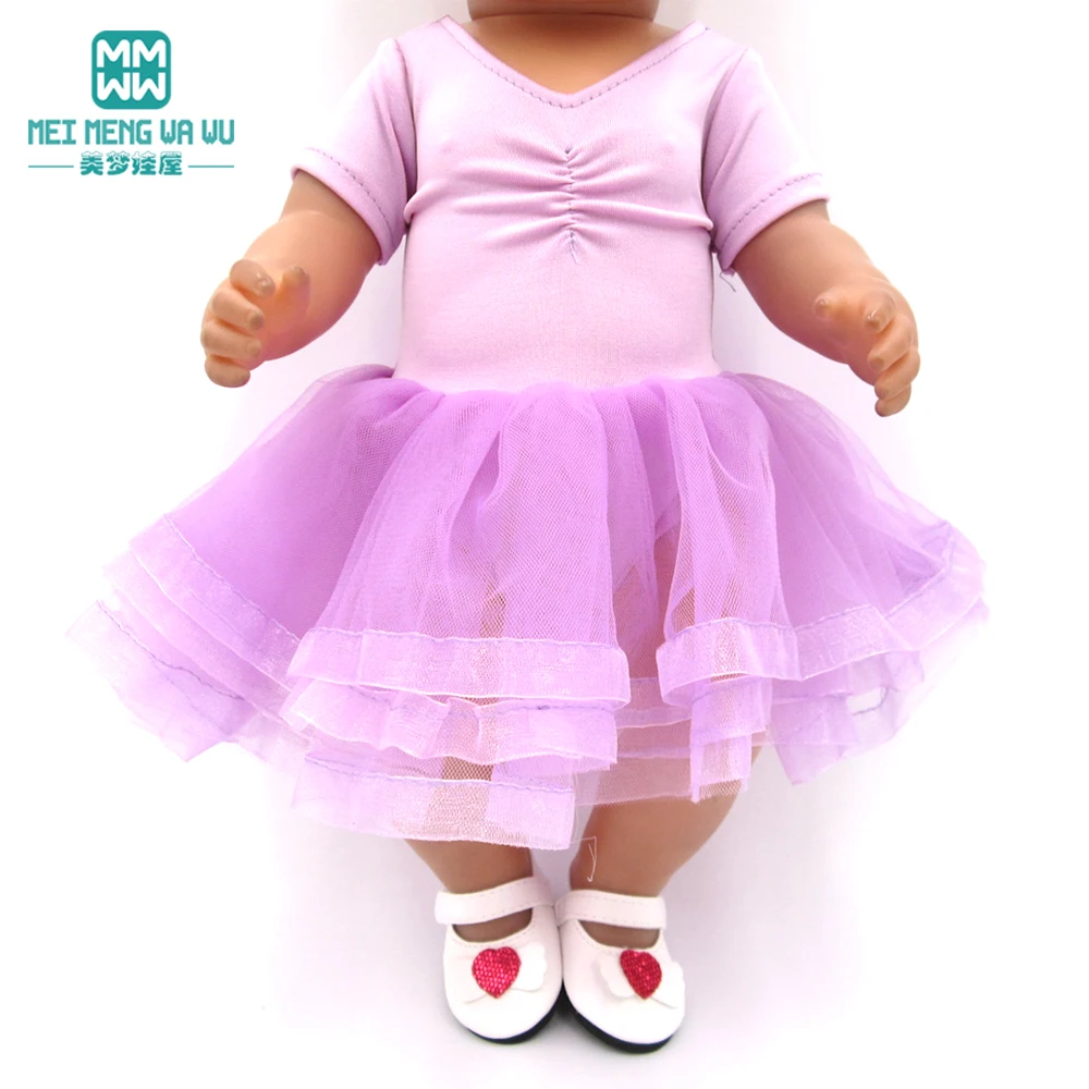 Doll clothes for 43cm new born doll and american doll Purple ballerina princess baby dress