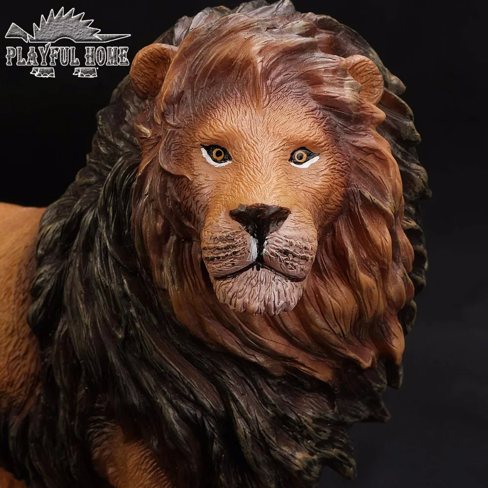 Simulation Animal Certified Goods Large Lion Model 3D Soft PVC Stuffed Anime Figma Handmade Action Figures Toy For Children Gift