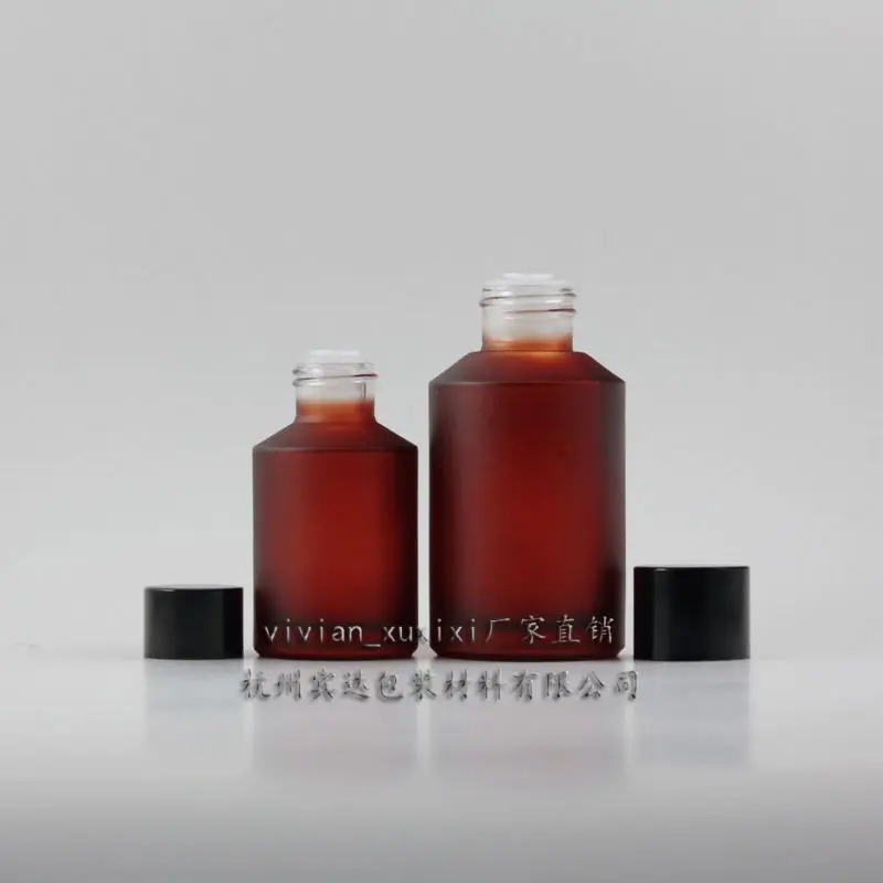 25pcs 15ml red frosted Glass bottle With black aluminum screw cap for Essential Oil, 15ml liquid cream glass Container