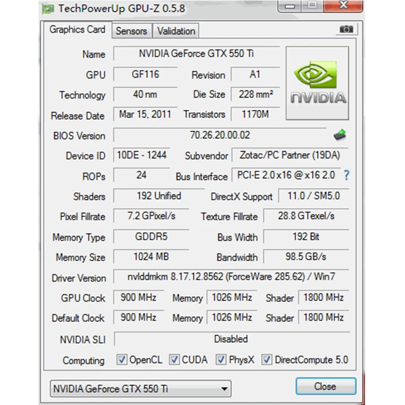 Scheda grafica ZOTAC GTX 550 Ti 1GB GPU GDDR5 scheda Video per nVIDIA Map GeForce GTX550 Ti 1 gd5 GTX 550Ti schede Dvi VGA Videocard