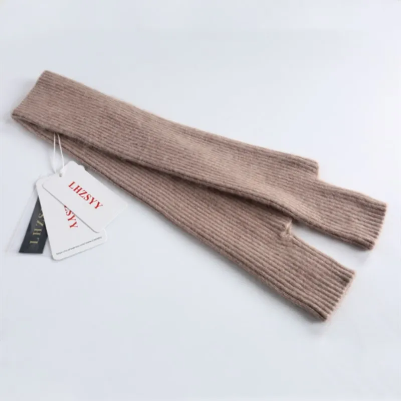 LHZSYY 40 centimetri di Visone Cashmere sezione Lungo Inverno Tenere In caldo Addensare Guanti di Moda Nuovo colore Solido Ci fori per le dita Delle