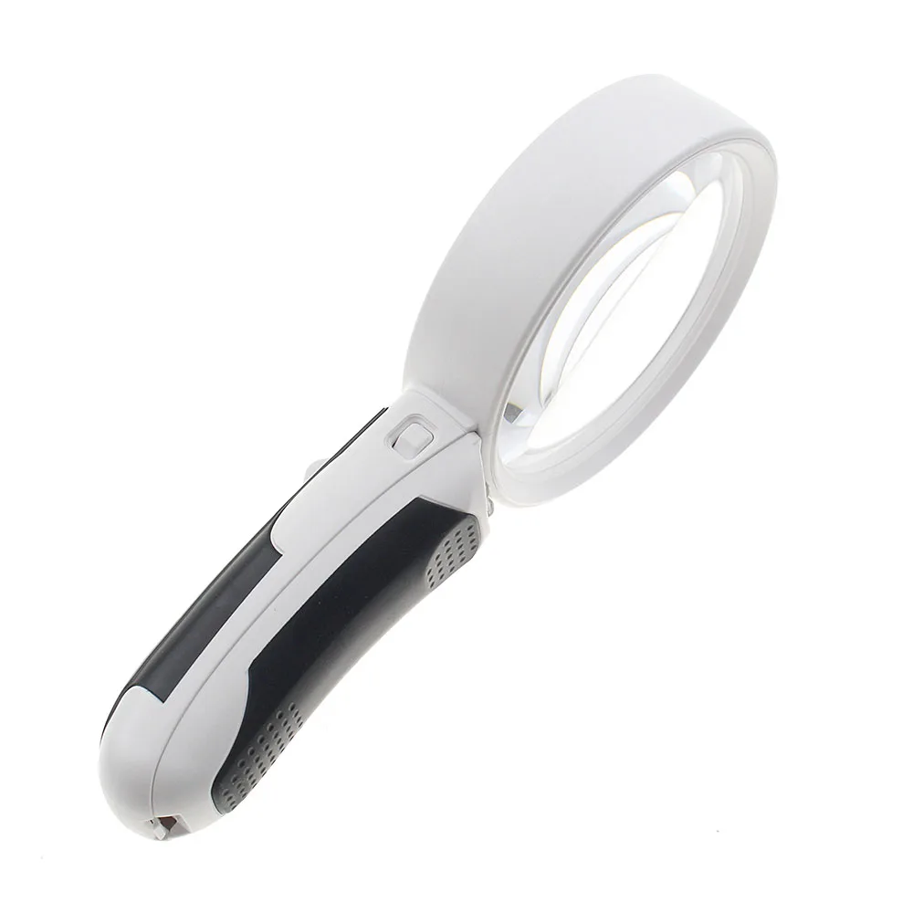 20X 2 مصباح ليد 90 مللي متر قطر يده المكبر قراءة خريطة صحيفة مكبرة مجوهرات من الزجاج العدسة #3