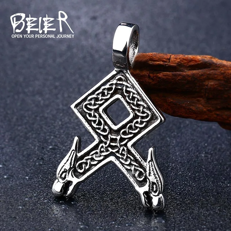 BEIER good detail Viking Necklace Viking Rune Pendant Necklace Alder and Knowles wolf Viking Rune arch Pendant LLBP8-309P