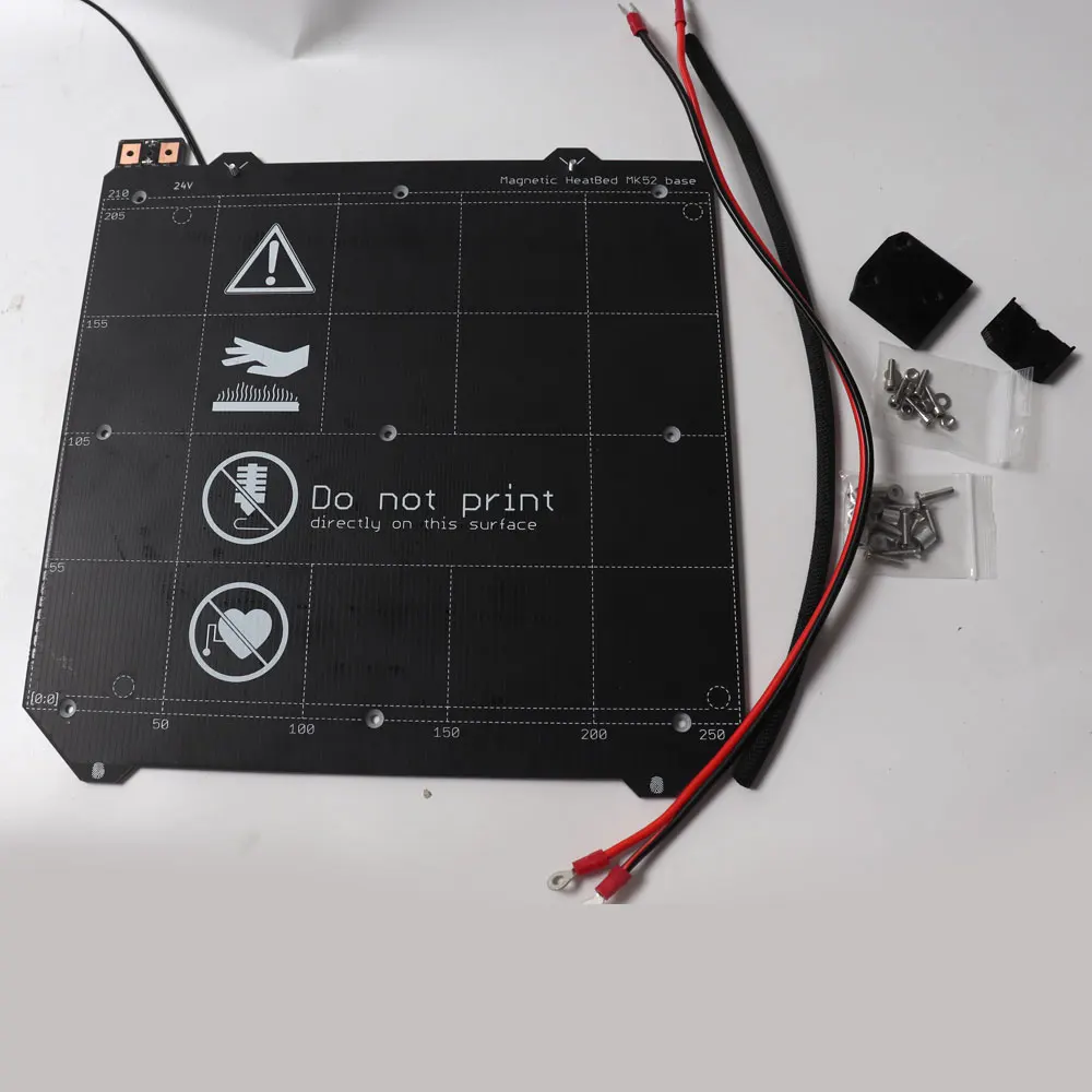 Prusa i3 MK3/MK3S MK52 heated bed 24V assembled, N35UH magnets, power cable, thermistor, textile sleeve for DIY 3D printer