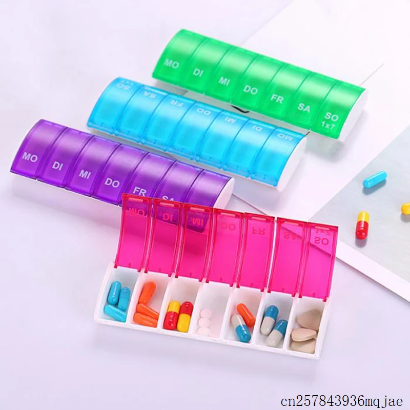 

100pcs 7 Days Weekly Medicine Boxes Splitters Pill Storage Box Tablet Pill Organizer Plastic Material