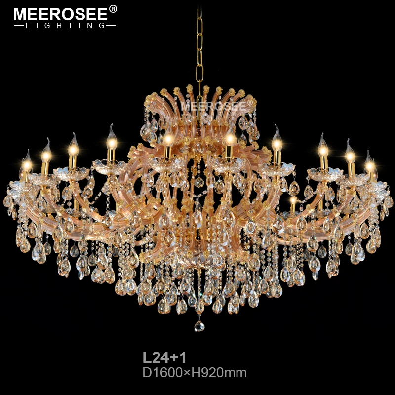 

Luxurious Amber Crystal Chandelier Lighting Maria Theresa Crystal Light for Hotel Project Restaurant Lustres Luminaria Lamp