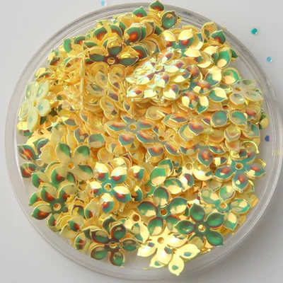 3000pcs/lot 9mm Flower Sequins With 1 Center Hole Plum Blossom Yellow Confetti Spangles