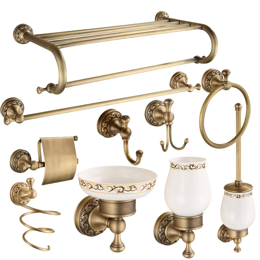 Classic Antique Bronze Bathroom Accessories Set, All-in-one Set Handbook, one click ordering, Free Shipping