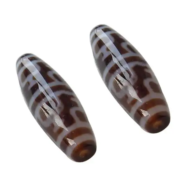 Natural Tibetan Dzi Beads for making diy Jewelry Oval, nectar & two tone, Grade AAA, 13x38mm, Hole:Approx 2mm