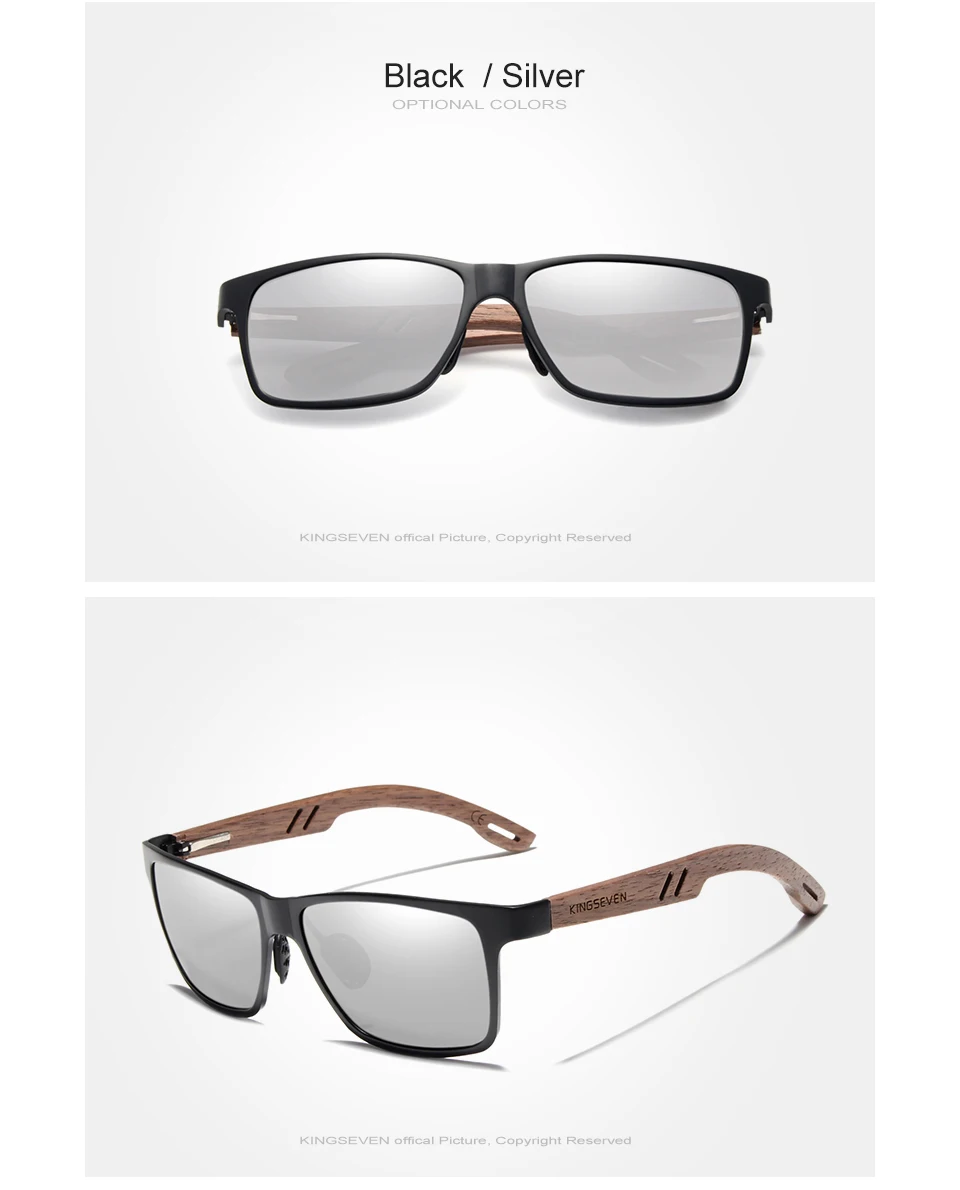 Kings even brandneues Design Aluminium Walnuss Holz hand gefertigte Sonnenbrille Männer polarisierte Brillen Zubehör Sonnenbrille für Frauen – Detail 10