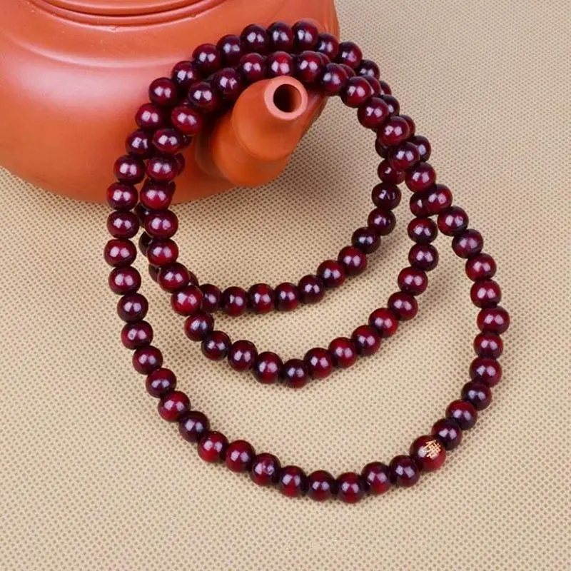 6mm*108 Natural Red Sandalwood Beads Prayer Japa Rosary Mala Bracelet Tibetan Buddhist meditation Wooden Rosary Beaded