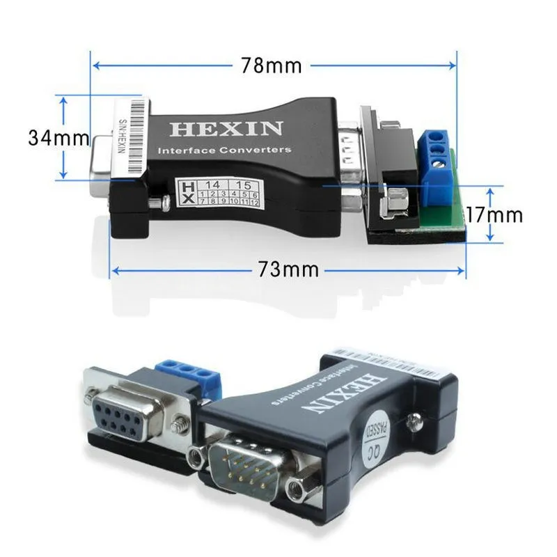 10PCS/lot  HEXIN RS232 to RS485 converter