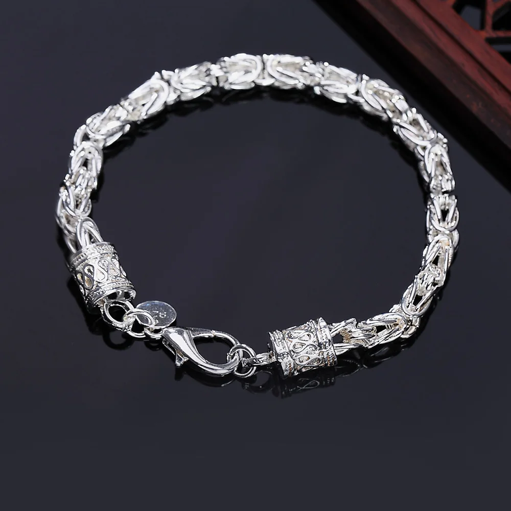 

Silver color chain exquisite twisted bracelet fashion charm chain women men solid wedding cute simple models jewelry , H207