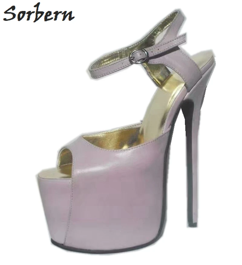 Sorbern Light Purple Slingbacks Women Sandals Ankle Strap Peep Toes 20Cm Extreme High Heel Platform Heels Peep Toe Fetish Heels