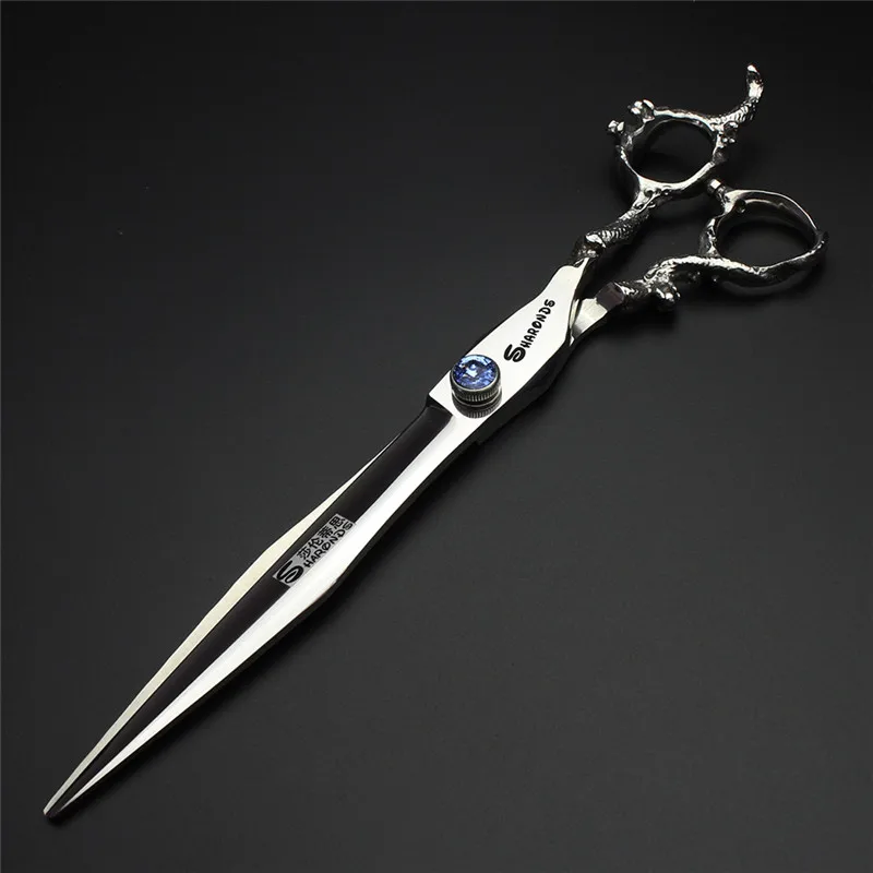 Dragon Scissors personality red blue gem 8 inch hairdresser special professional cutting scissors tool Stainless steel scissors