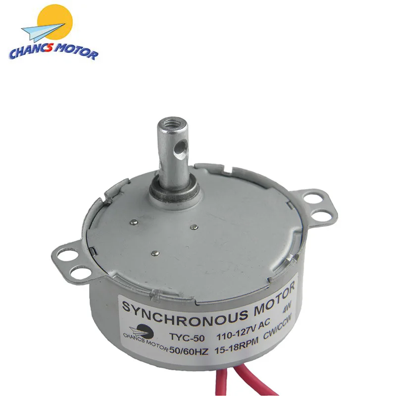 CHANCS TYC-50 Small Synchronous Synchron Motor 110V AC 15-18RPM CW/CCW 4W Gear Syn Motor For Electric Fireplace