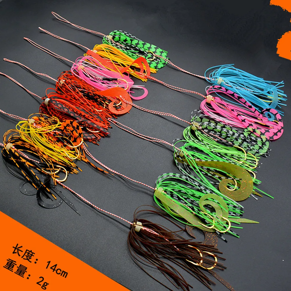 50pcs Silicone Skirt Jig Replacement Twin Hook Slider Rig Spare Hooks Assist Hook Trailer Lure Octopus Mimicking Set Size #13