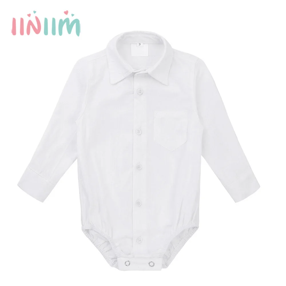 

iiniim Infantil Baby Boys Long Sleeves Little Brother Gentleman Shirt Romper Handsome for First Birthday Baby Boys Clothing