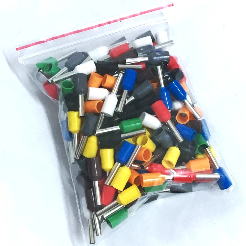 180PCS E1508 Tube Type Preinsulated Terminal Head Red White Black Green Blue Brown Gray Orange Yellow 9 Colour Each 20pcs