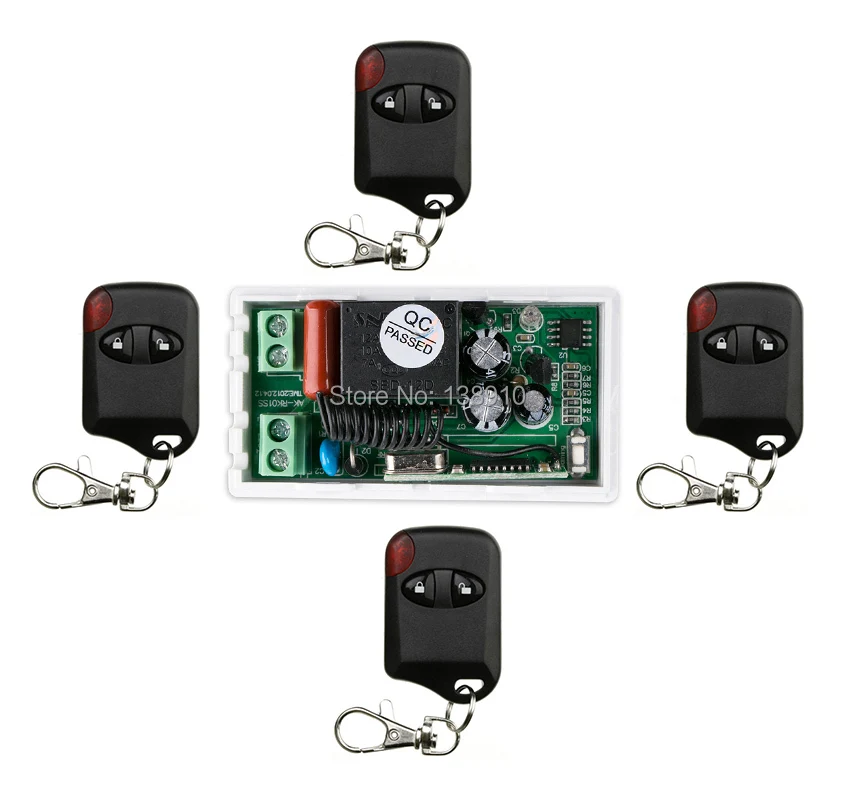 

AC220V 10A 1CH Wireless Remote Control Switch System 1*Receiver + 4 *cat eye Transmitters for Appliances Gate Garage Door