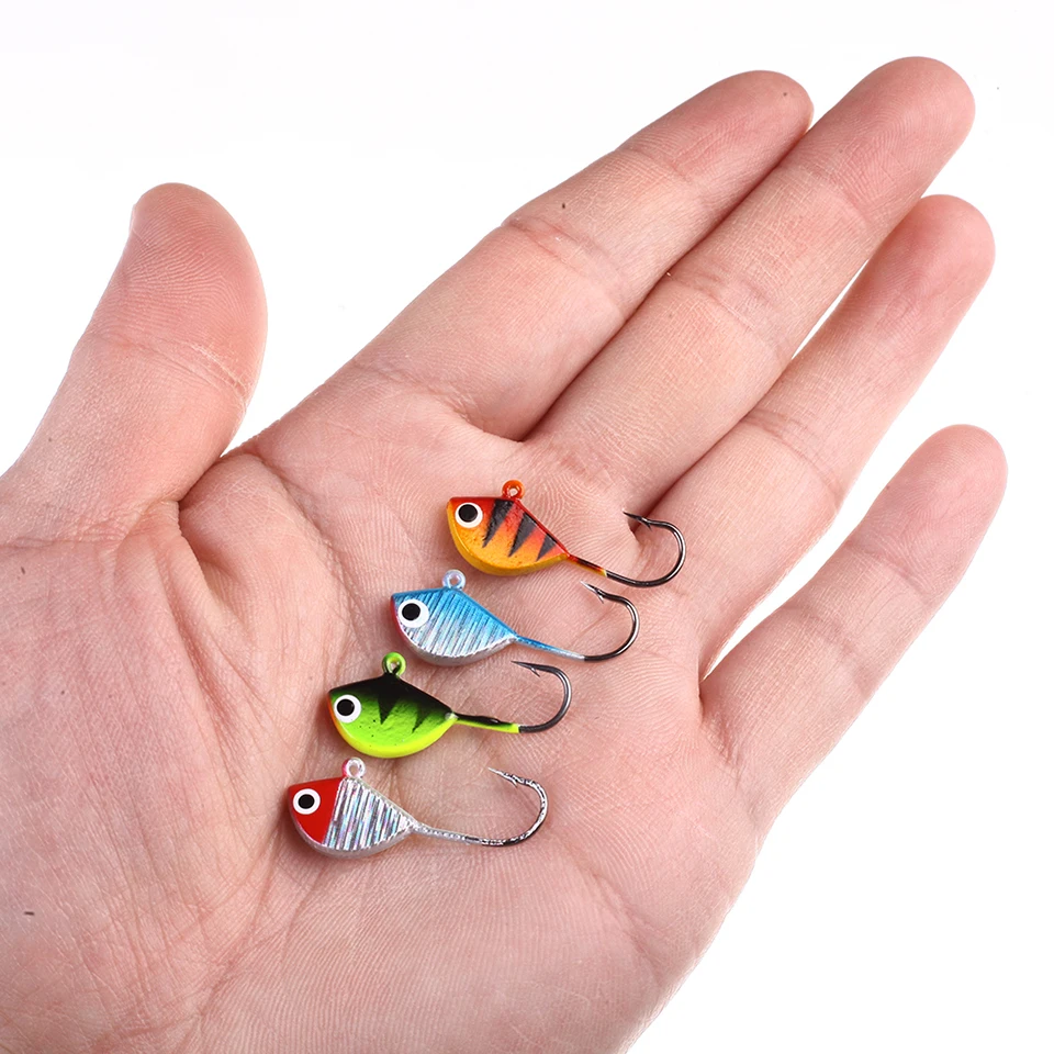 4PCS/Lot Winter Fishing Lure Ice Fishing Jig Bait 2.5cm 2.3g Mini Metal Fish Lead Head Hook Bait Fishing Tackle