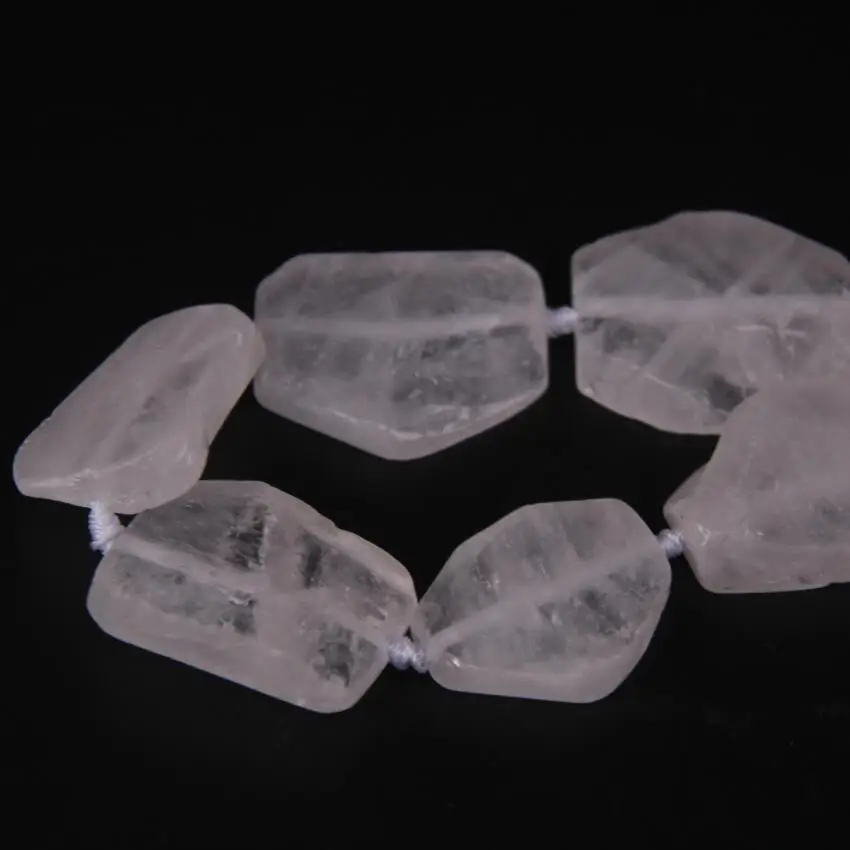 9-10PCS/strand Raw Crystal Slab Slice Loose Beads,Natural White Rough Quartz Stone Gems Nugget Pendants Jewelry Making Supplies