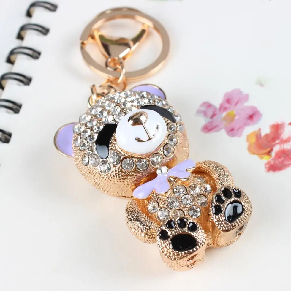 Lovely Little Bear Butterfly Bowknot Crystal Rhinestone Charm Pendant Purse Bag Car Key Ring Chain Creative Wedding Party Gift