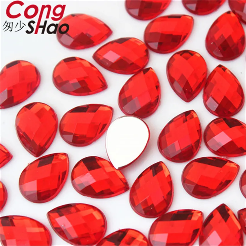 Cong Shao 100PCS 10*14mm Drop Acrylic Rhinestone Applique Stones And Crystals Flatback Costume Crafts Accessories 8Y496