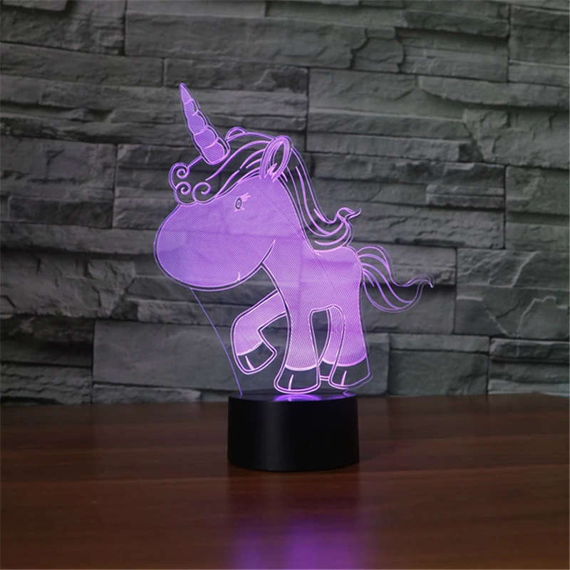 Kawaii 3D unicorn Lamp cute little horse Lamp battery Powered baby room Lamp 7 Colors Night Light Bedside Lamp Decor Kids Gifts