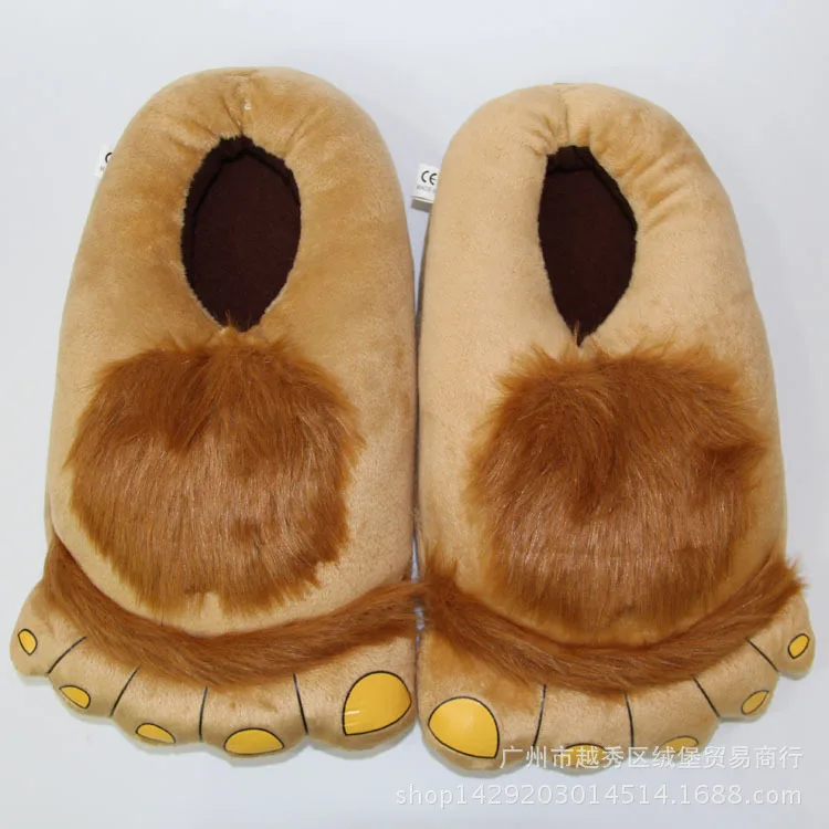 New Winter Indoor Slippers Plush Home Shoes Women Men Children Funny Paw Slippers for Christmas Monster Dinosaur Claw Plush Home