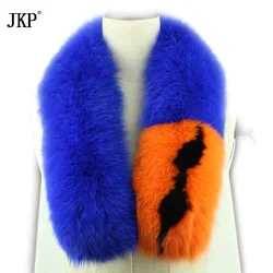 JKP-Colarinho de pele verdadeira raposa para mulheres, cachecol de couro colorido, pele 100% natural, nova moda, outono e inverno, 2024