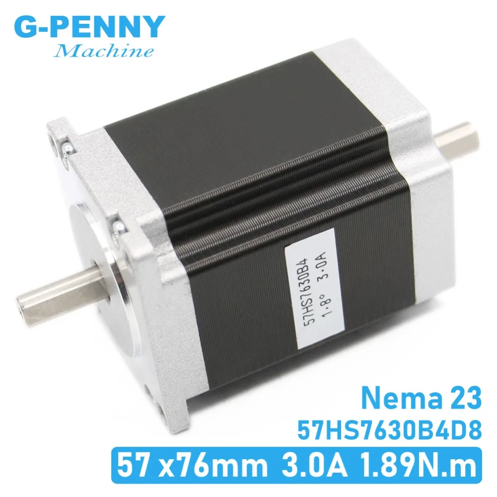 NEMA23 silnik krokowy podwójny wał 57x76mm D = 8mm 1.89N.m 3A 4-realizacji 1.8deg podwójne wału na maszynie CNC i 3D drukarki!