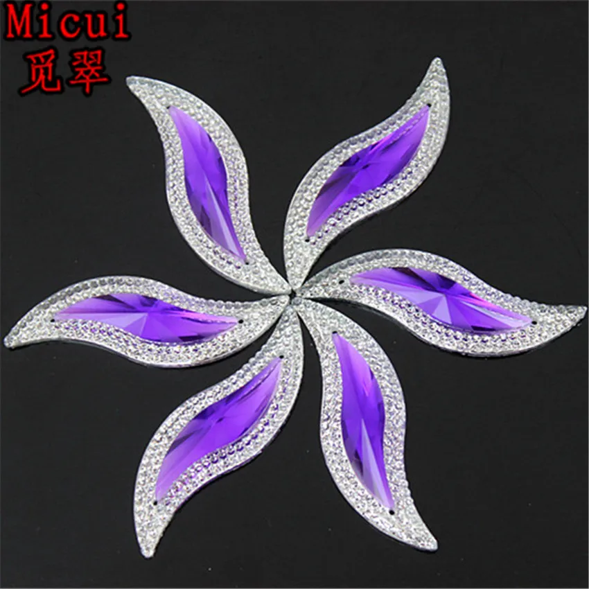 Micui 10pcs Big S Shape 15*50mm Sew On Crystals And Stones Rhinestones Flatback Hand Sewing Resin Rhinestones Gem Stones MC558