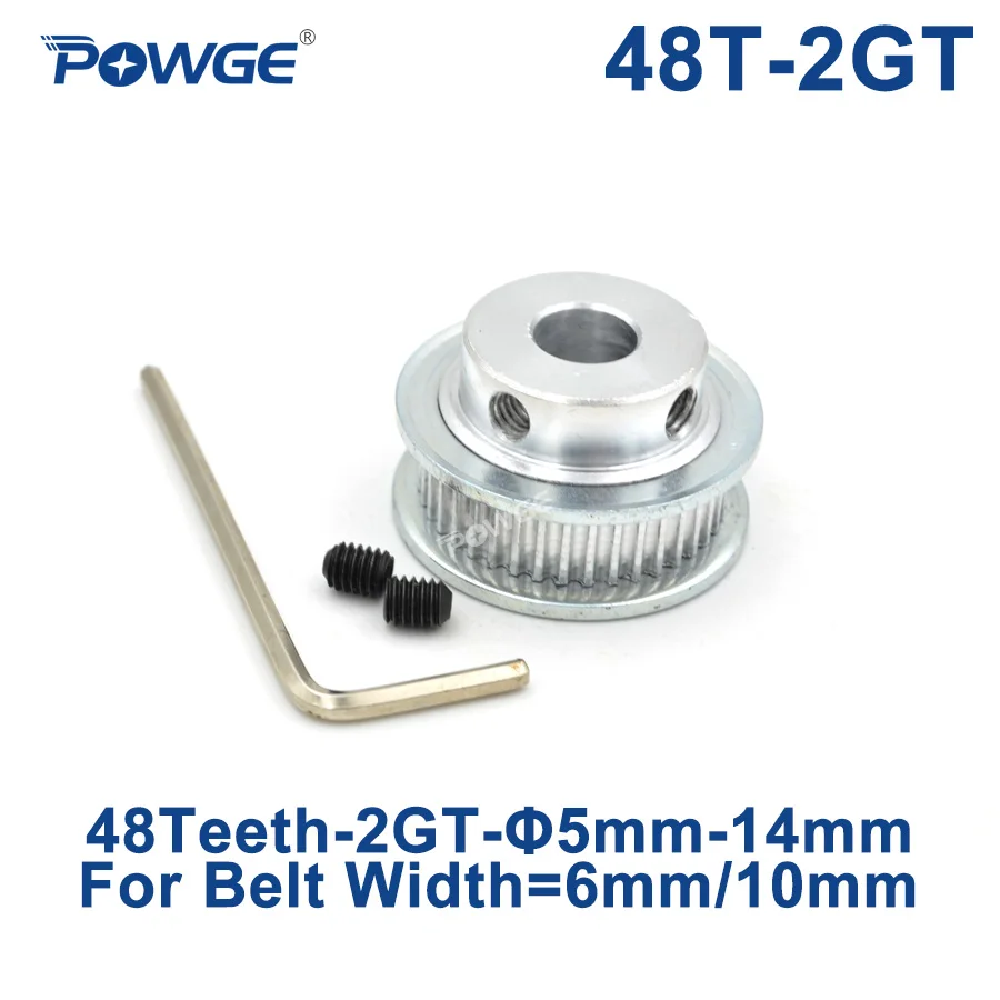 POWGE GT 48 dents 2M 2GT alésage de poulie de distribution 5/6/6.35/7/8/10/12/14mm pour GT2 largeur de courroie synchrone ouverte 6/10mm roue 48 dents 48 T