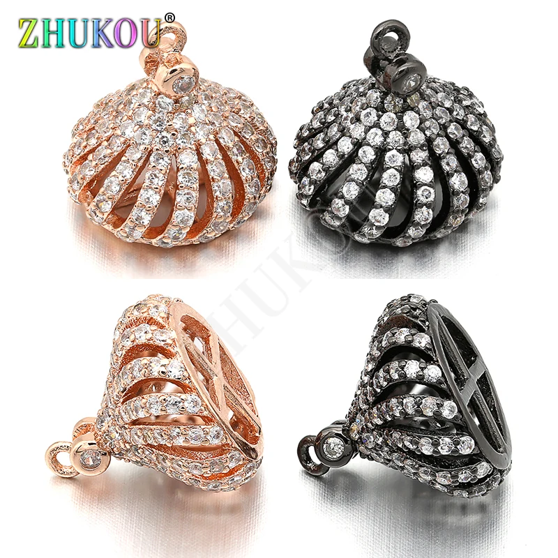 14*13mm High Quality Brass Cubic Zirconia Tassel Caps Connector Charms, Mixed Color, Hole: 1mm, Model:VM19