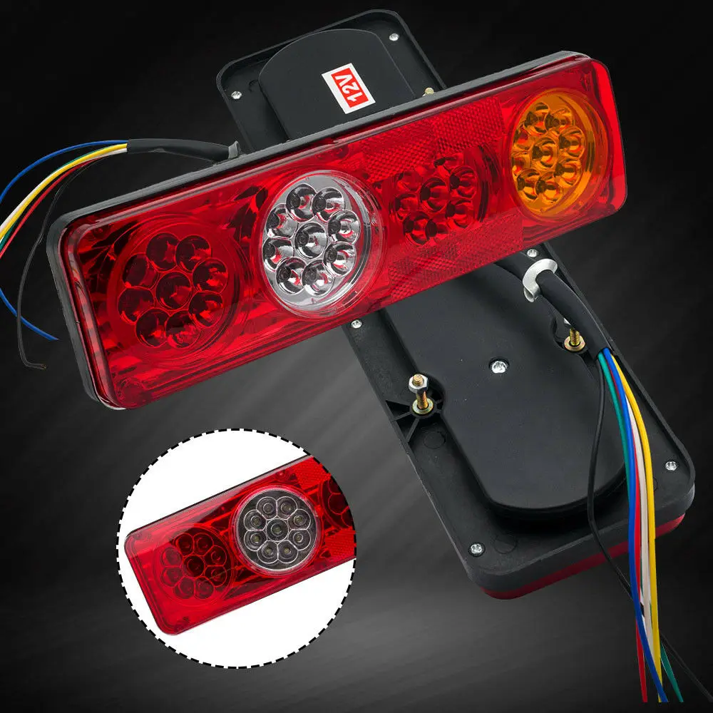 2pcs/1pc 12V 24V Car Light Assembly Rear Tail Light for Trucks Waterproof Stop Turn Signal Revese Lamp for Trailer Caravan Lorry