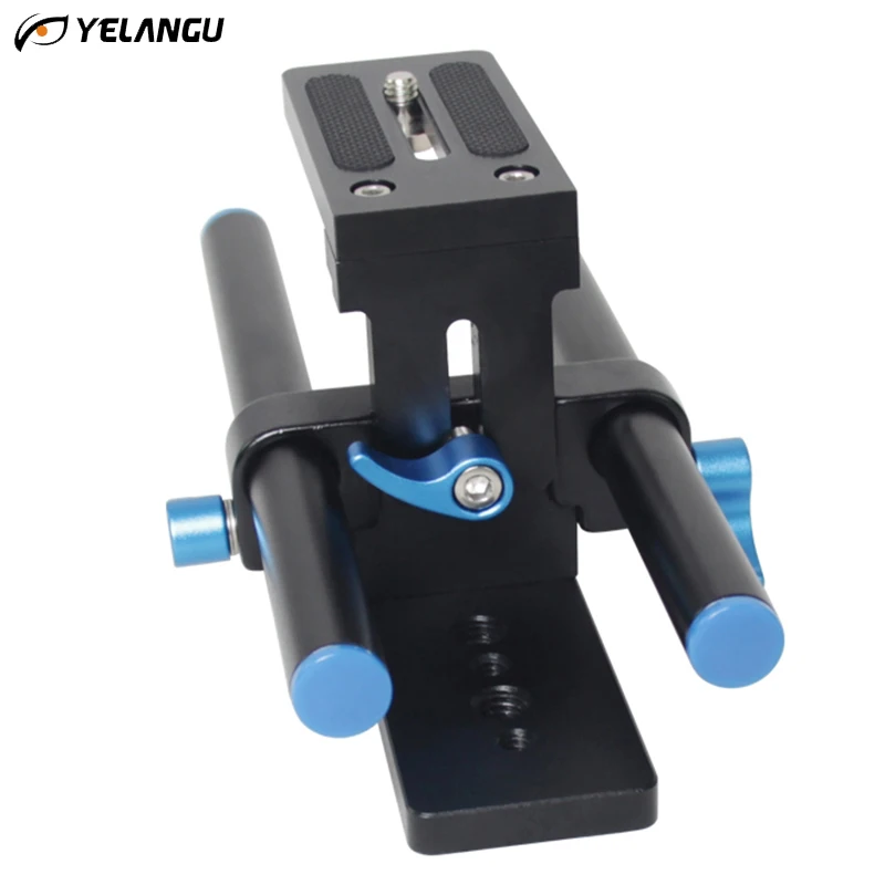 

YELANGU Camera Track Rail Slider Baseplate 15mm Rod System 1/4''& 3/8'' Quick Release Plate for DSLR Shoulder Mount Follow Focus