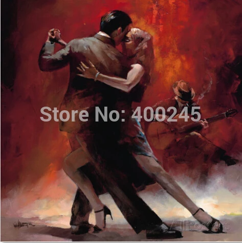 

Canvas Wall Art Tango Argentino Dancing Painting Room Decor Handmade Modern Artwork Romantic Portrait Picture Home Gift Square