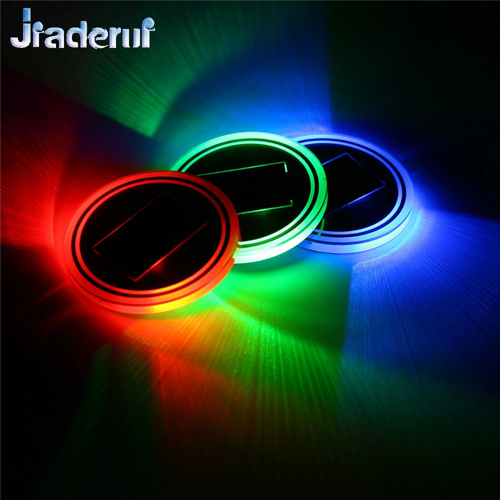 

Jiaderui Solar Powered LED Creative Luminous Cup Slot Anti-Skid Pad for Car Inset Decorations Lamp Atmosphere Bottle Pad Lights