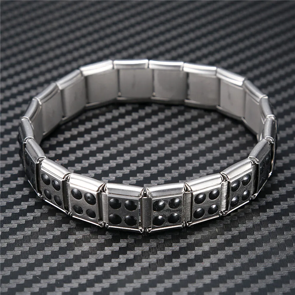 MisenBaBa Stainless Steel Elastic Chain Germanium Tourmaline Bracelets For Women Men Energy Magnetic Bracelets Jewelry