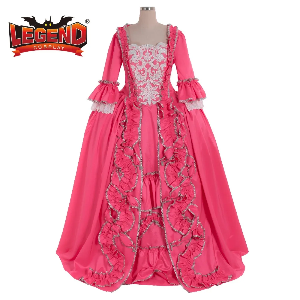 

18TH century colonial Marie Antoinette pink ball Gown Dress rococo pink sack back dress costume