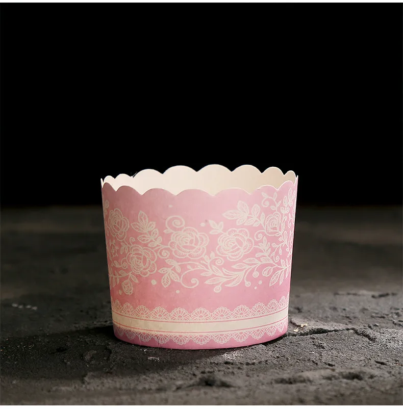 Pink flower decoration small cupcake cup muffin cups high temperature resistance cake bakery cups party supply favors