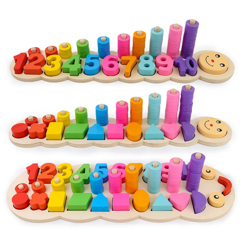 Children's wooden mathematics teaching aids Montessori teaching toys figures and shapes matching toys children's educational toy