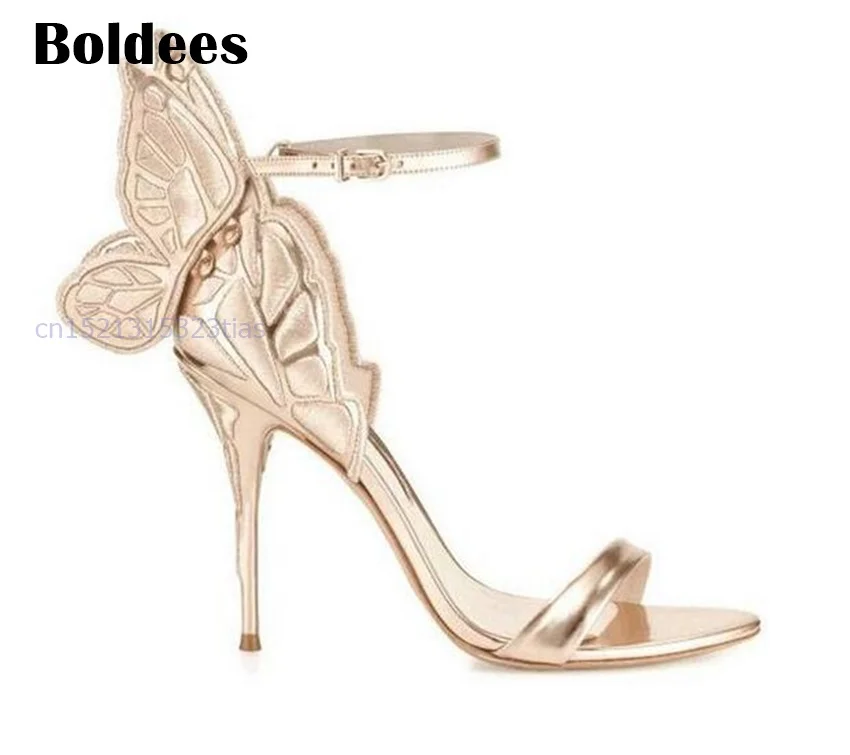 Eleganckie Chaussures Femme Sexy solidne sandały damskie hafty skrzydła motyla buty na cienkich wysokich obcasach pompy Party Leisure Shoes